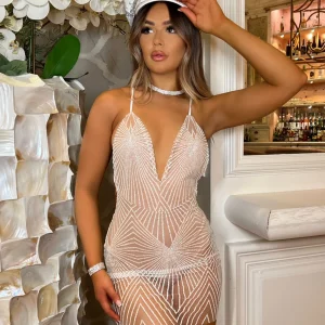 Cheap Akela Glitter Dress - White Women Dresses