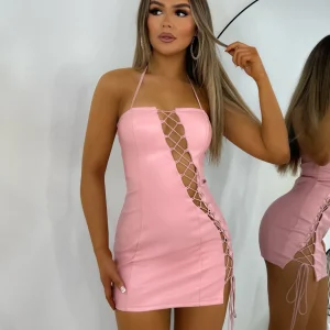 New Assignment Understood Pu Leather Dress - Pink Women Dresses