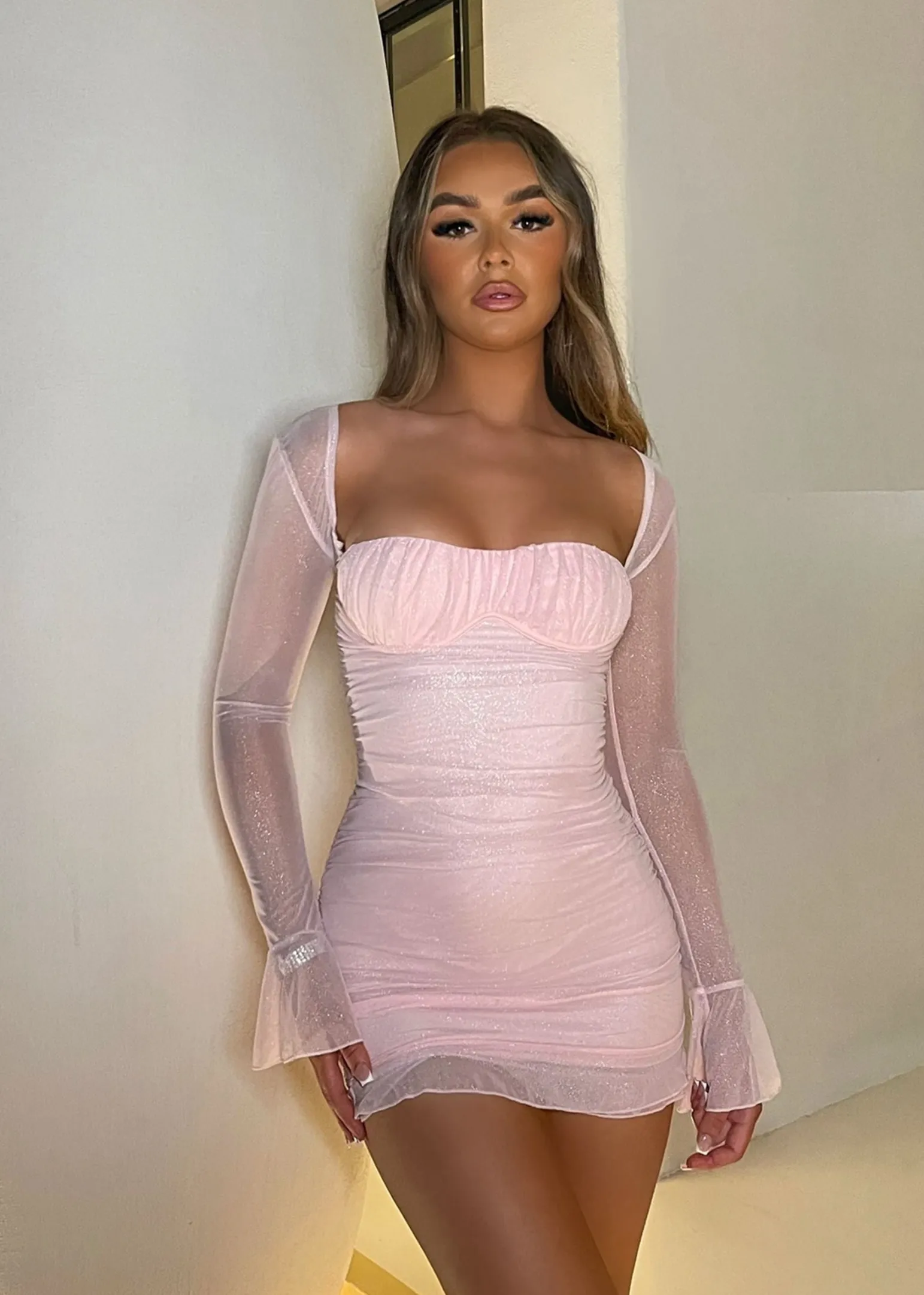 born_to_sparkle_ruched_mini_dress__pink_0.webp Discount Born To Sparkle Ruched Mini Dress - Pink Women Dresses