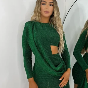 Clearance Capture It Wrap Mini Dress - Dark Green Women Dresses