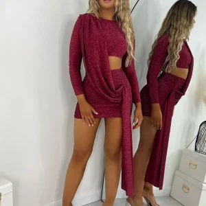 Fashion Capture It Wrap Mini Dress - Wine Women Dresses