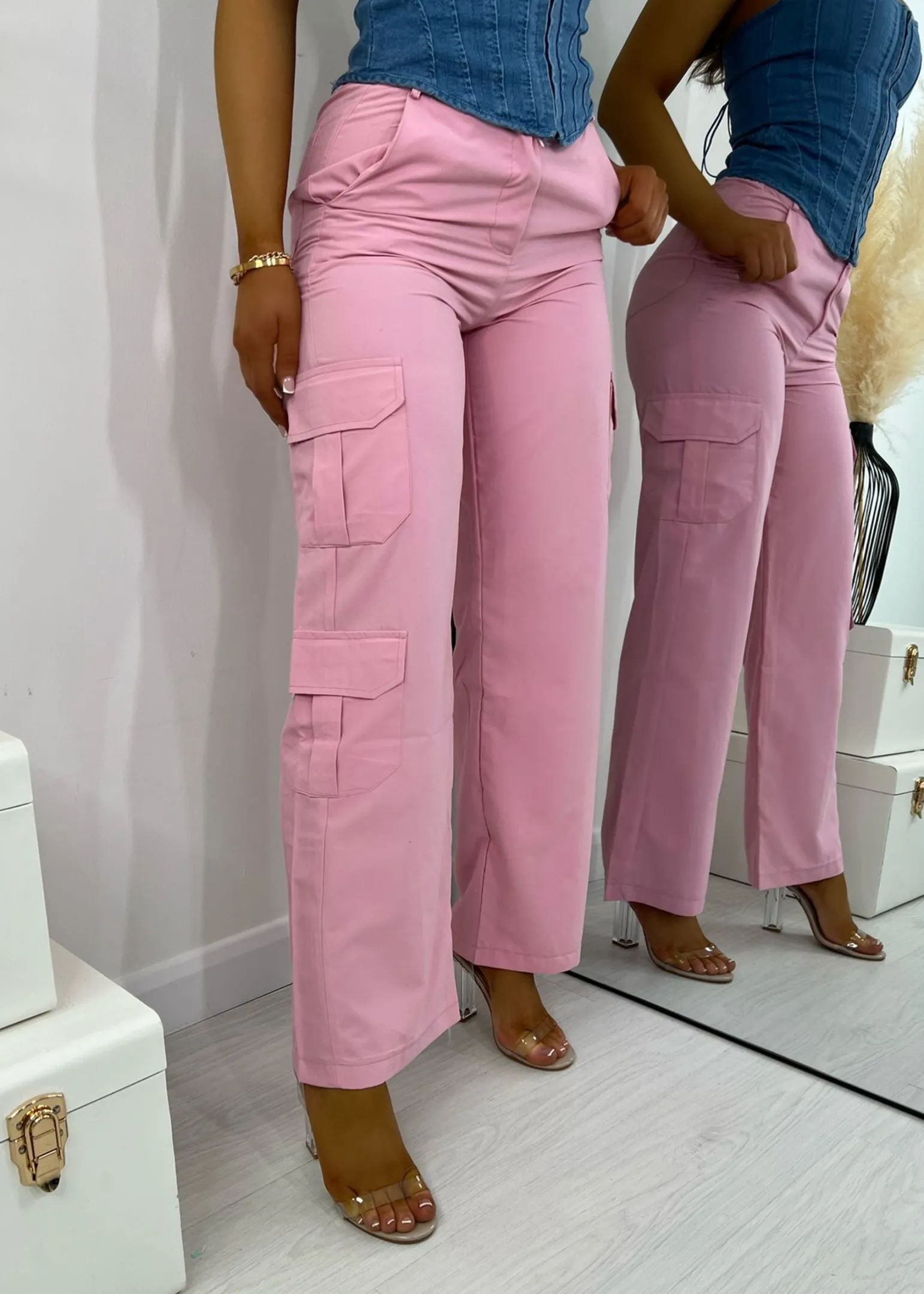 cargo_queen_trousers__pink_2.webp Cheap Cargo Queen Trousers - Pink Women Bottoms