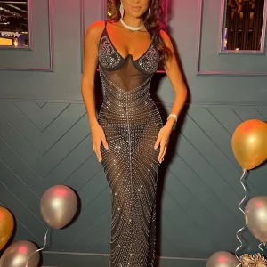 Online Caroline Embellished Maxi Dress - Black Women Dresses