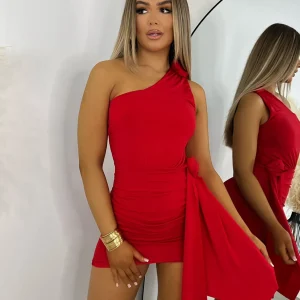 Outlet Cover Girl Corsage Mini Dress - Red Women Dresses