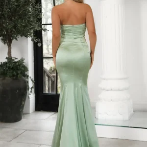 Best Sale Delilah Ruched Corset Satin Gown - Sage Women Occasion Wear