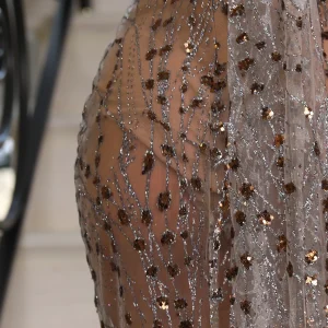 Cheap Diamond Nights Glitter Mesh Maxi Dress - Bronze Women Occasion Wear