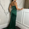 Clearance Elegant Desire Satin Split Gown - Emerald Green Women Occasion Wear