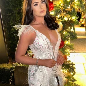 Best Felicity Premium Sequin Feather Mini Dress - White Women Dresses