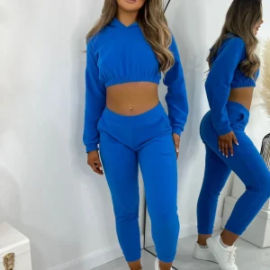 Store Fleece Tracksuit Two Piece - Blue Women Co-Ords