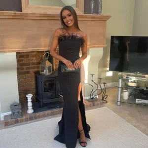 Best Sale Forever Yours Feather Gown - Black Women Dresses