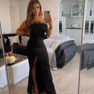 Best Sale Forever Yours Feather Gown - Black Women Dresses