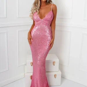 Flash Sale Frozen Heart Sequin Gown - Pink Women Occasion Wear