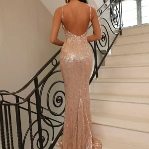 Outlet Frozen Heart Sequin Gown - Rose Gold Women Occasion Wear