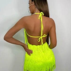Cheap Havana Nights Tassel Playsuit - Neon Green Women Rompers & Jumpsuits