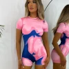 Hot Heating Up Printed Romper - Pink/Blue Women Rompers & Jumpsuits