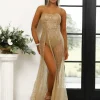 Hot High Class Glitter Gown - Gold Women Dresses