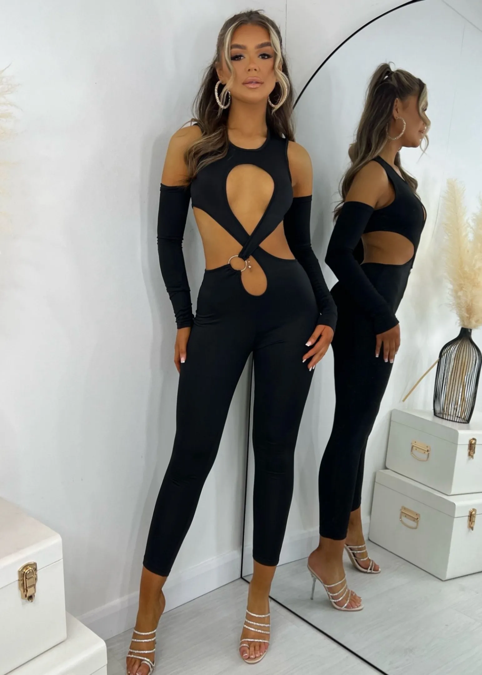i_came_to_slay_cut_out_jumpsuit__black_0.webp Fashion I Came To Slay Cut Out Jumpsuit - Black Women Rompers & Jumpsuits