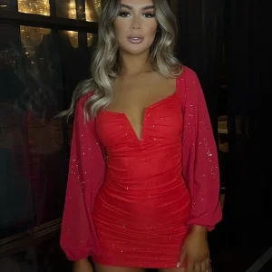 New In Your Dreams Long Sleeve Bodycon Dress - Red Women Dresses