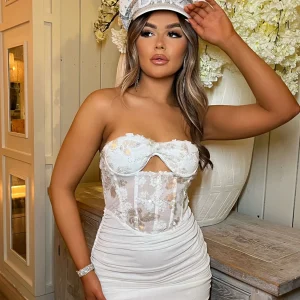 Online Kayla Embellished Mini Dress - White Women Dresses