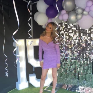 Outlet Kylie Sparkle Mesh Mini Dress - Lilac Women Dresses