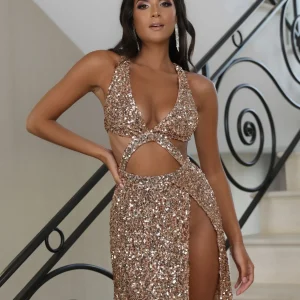 Cheap Lala Sequin Gown - Rose Gold Women Occasion Wear