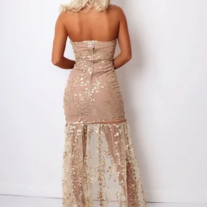 Best Sale Living In Luxury Gown With Detachable Overskirt - Gold Women Dresses