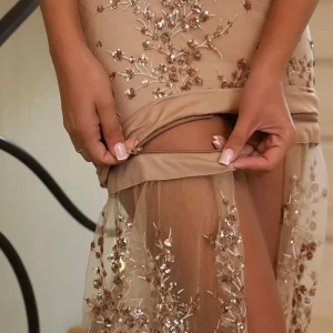 Best Sale Living In Luxury Gown With Detachable Overskirt - Gold Women Dresses
