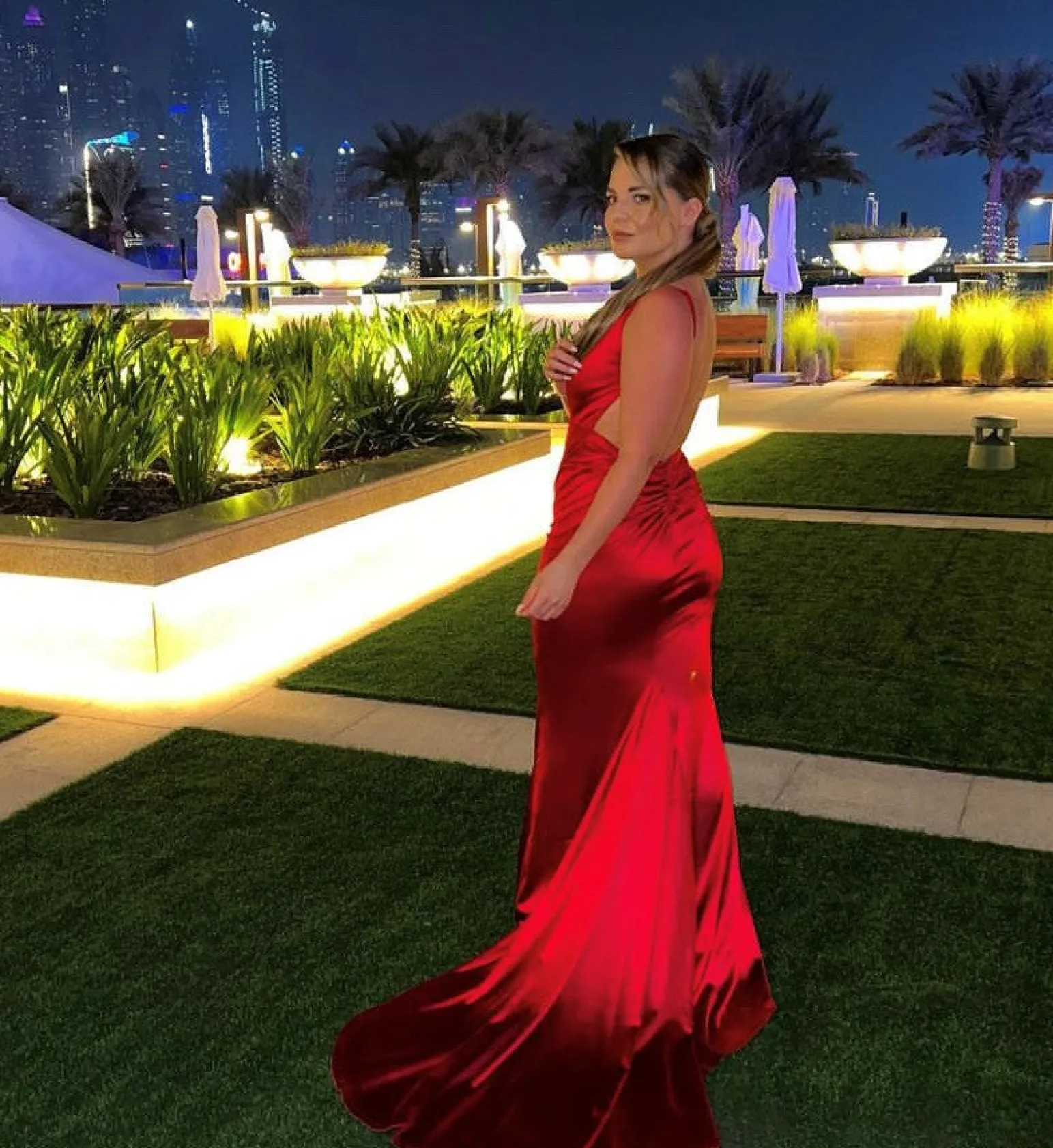 love_affair_satin_gown_with_ruched_back__red_6.webp Store Love Affair Satin Gown With Ruched Back - Red Women Occasion Wear