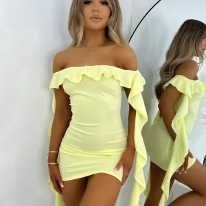 Best Sale Love Game Frill Mini Dress - Yellow Women Dresses