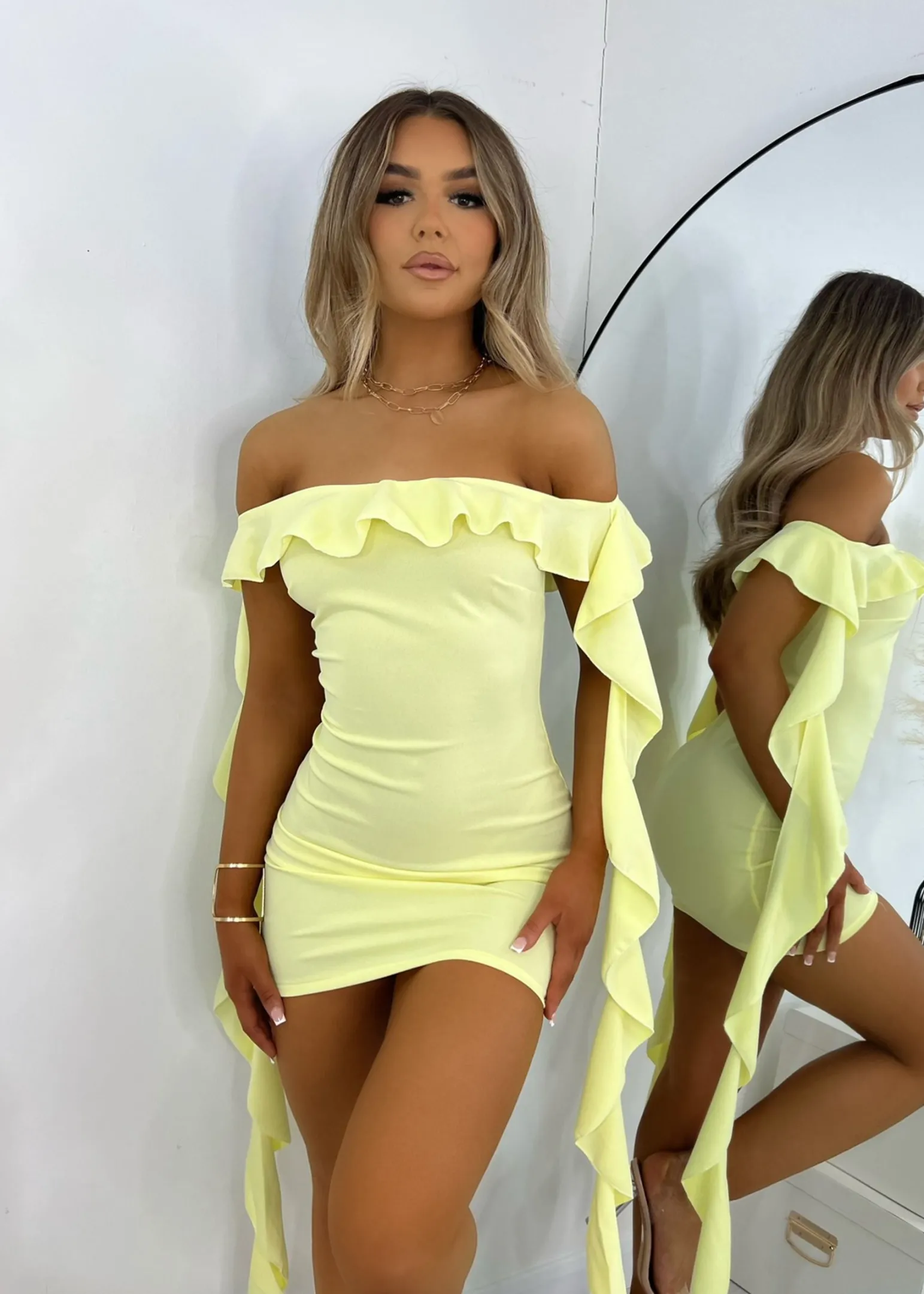 love_game_frill_mini_dress__yellow_0.webp Best Sale Love Game Frill Mini Dress - Yellow Women Dresses