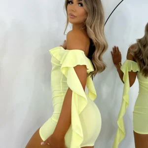 Best Sale Love Game Frill Mini Dress - Yellow Women Dresses
