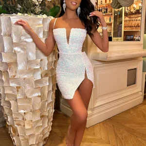 Sale Mermaid Dream Iridescent Sequin - White Women Dresses