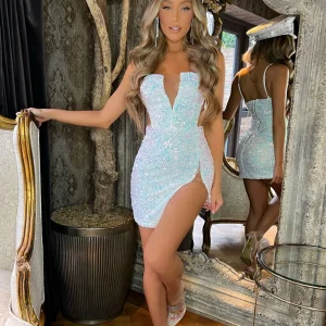 Sale Mermaid Dream Iridescent Sequin - White Women Dresses