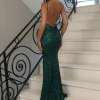 Hot Miss Money Sequin Gown - Emerald Women Occasion Wear