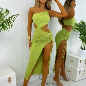 Clearance Natalia Cut Out Maxi Dress - Green Women Dresses