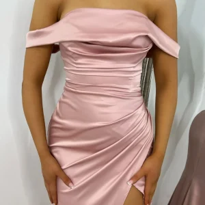 Store Paloma Satin Split Gown - Blush Women Dresses