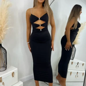 Online Pick Me Up Cut Out Detail Midi Dress - Black Women Dresses