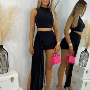 Store Queen Behaviour Two Piece Set - Black Women Co-Ords