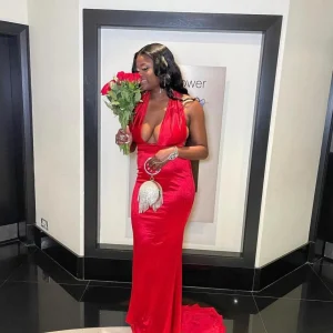 Best Sale Red Carpet Ready Satin Gown - Red Women Dresses