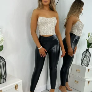 Discount Rue Sequin Corset Top - Gold Women Tops / Bodysuits