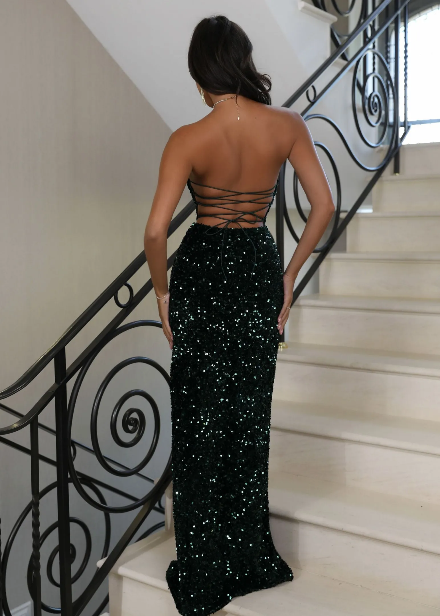shayna_sequin_gown__green_1.webp Store Shayna Sequin Gown - Green Women Dresses