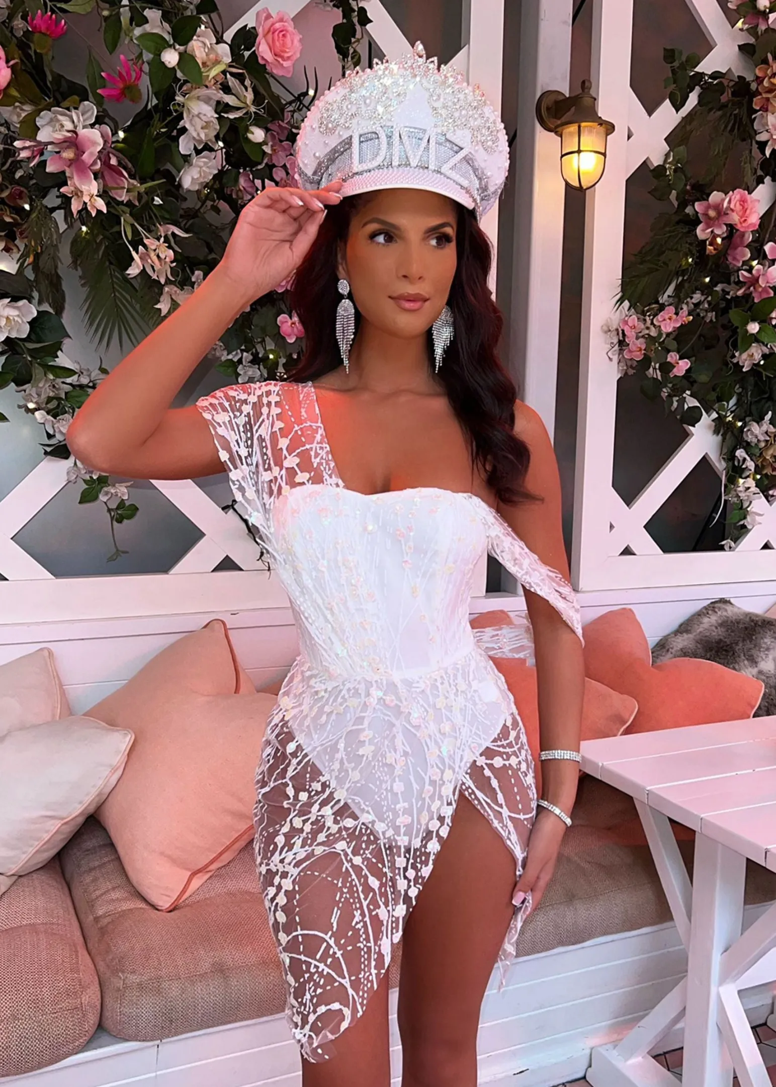 sparkle_delight_glitter_mesh_dress__white_0.webp Sale Sparkle Delight Glitter Mesh Dress - White Women Dresses