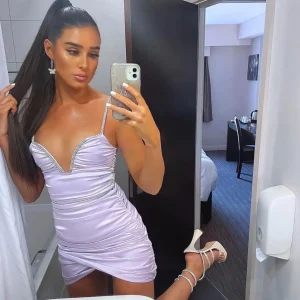 Hot Steal The Show Diamante Ruched Mini Dress - Lilac Women Dresses