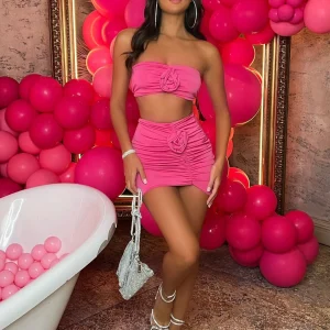 Flash Sale Story Of Us Corsage Two Piece - Pink Women Co-Ords