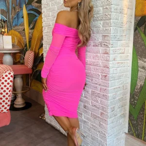 Shop Tammy Midi Dress - Hot Pink Women Dresses