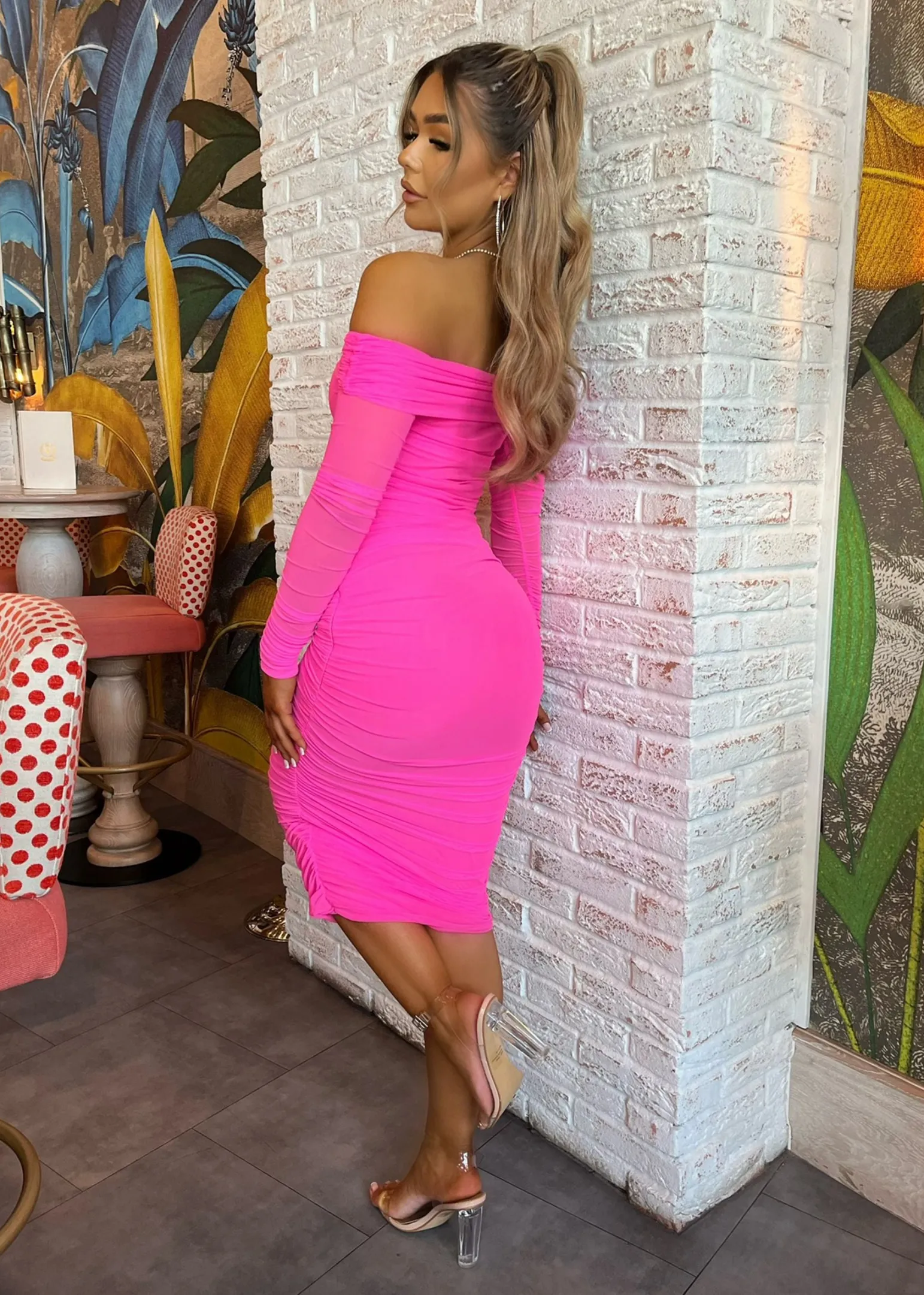 tammy_midi_dress__hot_pink_5.webp Shop Tammy Midi Dress - Hot Pink Women Dresses