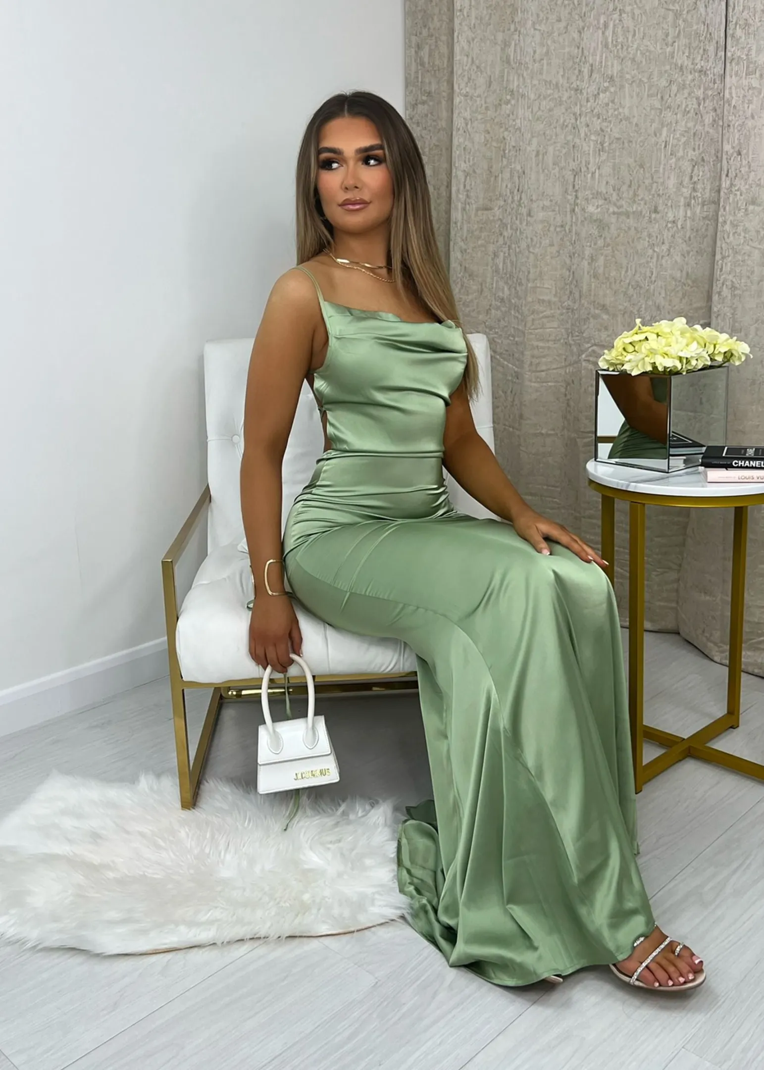 tiana_satin_split_gown__mint_1.webp Cheap Tiana Satin Split Gown - Mint Women Dresses