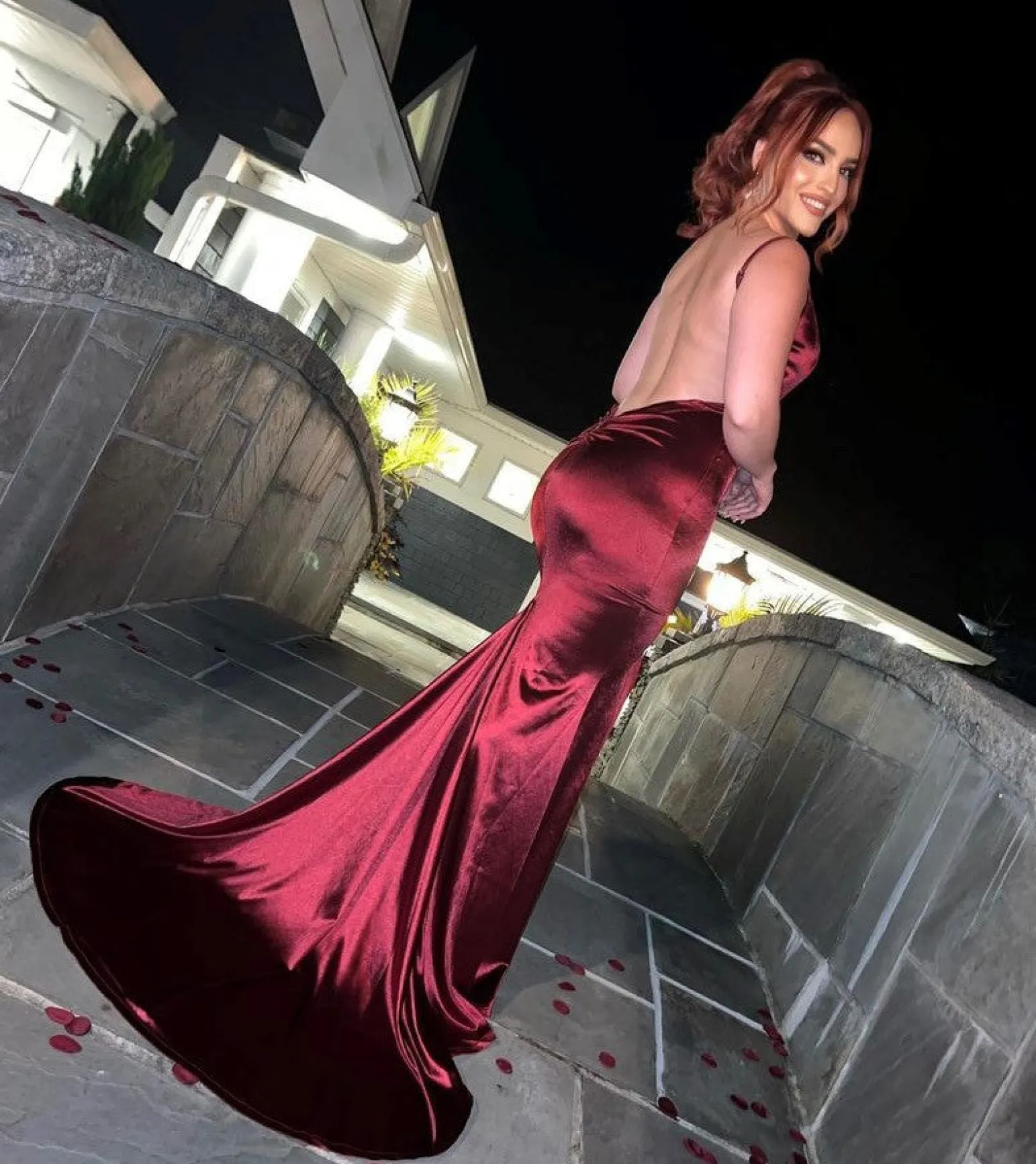 touch_of_glamour_satin_gown_with_side_slit__wine_6.webp Cheap Touch Of Glamour Satin Gown With Side Slit - Wine Women Dresses
