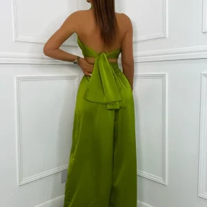 Cheap Turn Up The Heat Satin Two Piece - Green Women Co-Ords