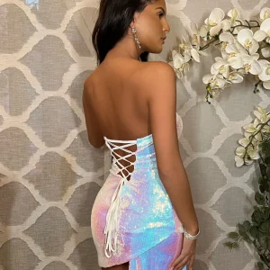 Online Yes To Sequins Mini Dress - White Women Dresses